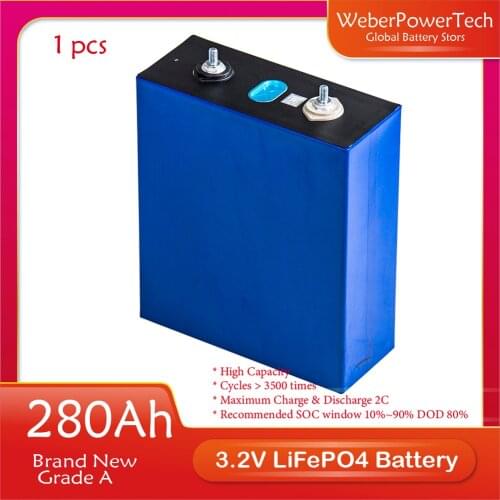 1pcs Grade A 2021 NEW 3.2V 280Ah Lifepo4 Battery With QR Code LFP Lithium Solar 12V 24V Rechargeable Battery 320 Cells Tax Free
