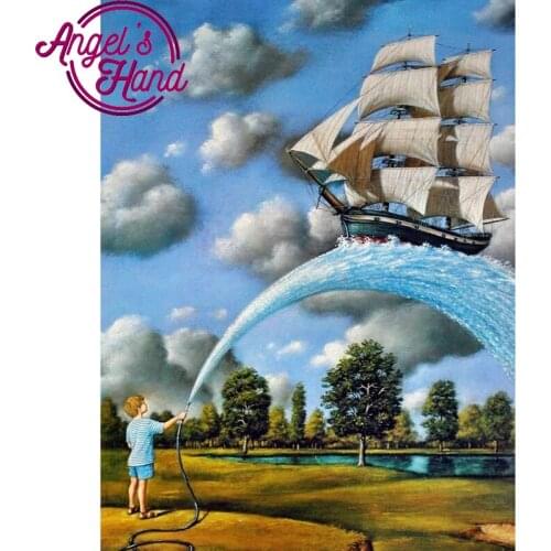 5D DIY Diamond Painting crystal Cross Stitch Kit Needlework inlay Square round Drill Diamond embroidery Fantasy picture boat