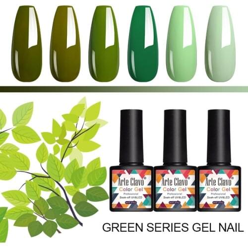 Arte Clavo 8ml green series nail gel polish Hybrid Vernis Semi Permanent UV Soak Off nail art Manicure Gel Varnishes Lak Primer