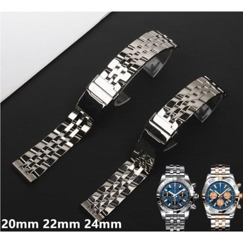 20mm 22mm 24mm Solid Stainless Steel Watch Bracelet For Breitling strap Watch Bands for AVENGER NAVITIMER SUPEROCEAN watchband