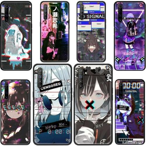 Phone Shell For Oppo Realme 8 Pro Case Realme GT XT X3 X2 Q3 5 6 6i 7 Pro C15 C21 Soft Cover Vaporwave Glitch Aesthetics Anime