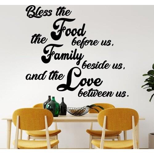 Restaurant Quote wall decal Bless the food before us family beside us prayer Wall Sticker for kitchen Dining room decor B091