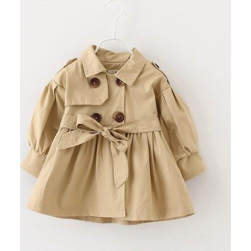 Baby Girls hot sale new autumn Coat 2019 Kids fashion double breasted Trench with Sash for Girls 1-3 Years