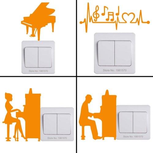 Boy Girl Man Woman Play Musical Instrument Luminous Switch Stickers Music Studio Wall Decoration Glow in the Dark Sticker Decal