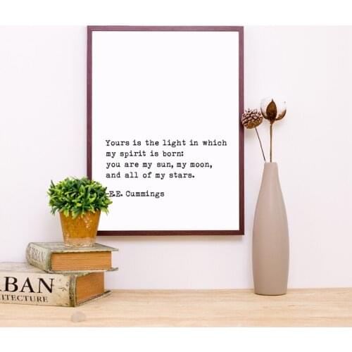 E.E. Cummings Poem Quotes Print Black White Minimalist Poster Modern Wall Art Canvas Painting Picture Bedroom Home Wall Decor