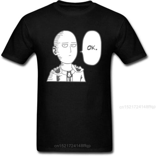 OK T Shirt One Punch Man T-shirt Black Tshirt Japan Anime Clothing Mens Birthday Gift Tops Summer O Neck Cotton Tees