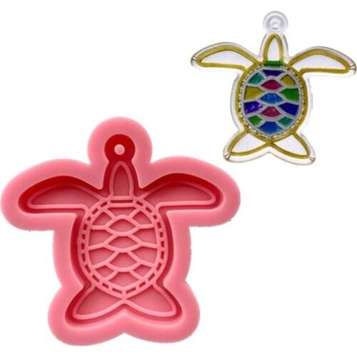 J60E Shiny Glossy Silicone Resin Molds Diy Tortoise Keychain Mold DIY Keychain Pendant Jewelry Epoxy Resin Crafting Molds