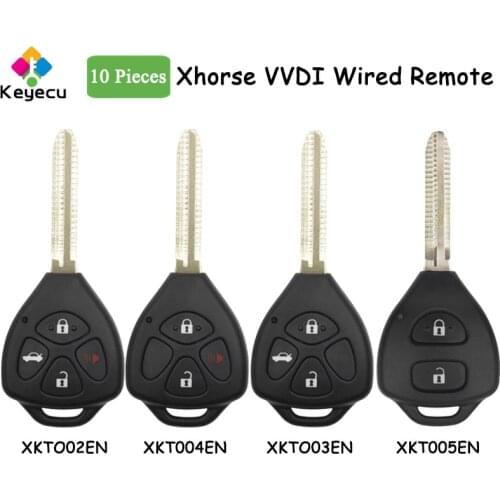 KEYECU 10 Pieces XHORSE English Version for Toyota Style Wired 2/ 3/ 4 Buttons Universal Remote Car Key for VVDI Key Tool VVDI2