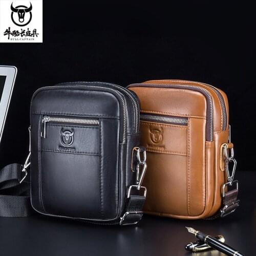 Classic Business Genuine Leather Men Messenger Bag Compact Satchel Sling Shoulder Crossbody Bag Male Phone Pouch Handbag Trendy