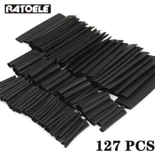 127 Pcs Heat Shrink Sleeving Tube Tube Assortment Kit Electrical Connection Electrical Wire Wrap Cable Waterproof Shrinkage 2:1