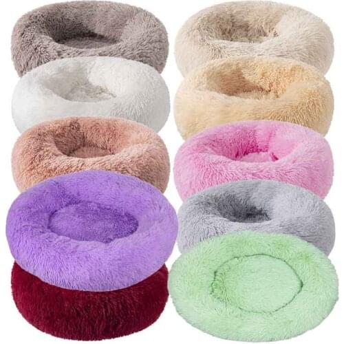 Round Dog Bed For Cats Bed For Dogs Coussin Chien Apaisant Beds Large Dogs Cushion Panier Chien Tout Doux Comfortable Cuddler