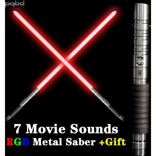 Pqbd Laser Sword RGB 15 Color Change Lightsaber 7 Original Movie Sound Effects Metal Light Saber Cosplay Blaster Toy Force FX