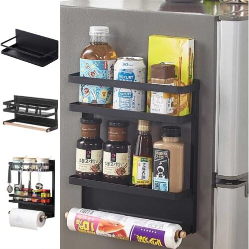 Magnetic Storage Rack Refrigerator Side Shelf Wall Mount Decorative Holder Home Kitchen Organizer Shelf Kitchen Bathroom Plate