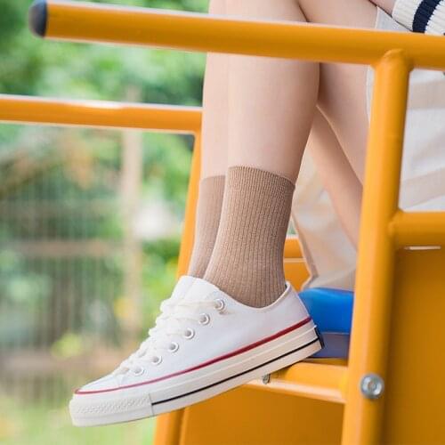 Womens socks cotton thickened white autumn and winter solid of macaron candy color Socks for women Breathable and deodorant