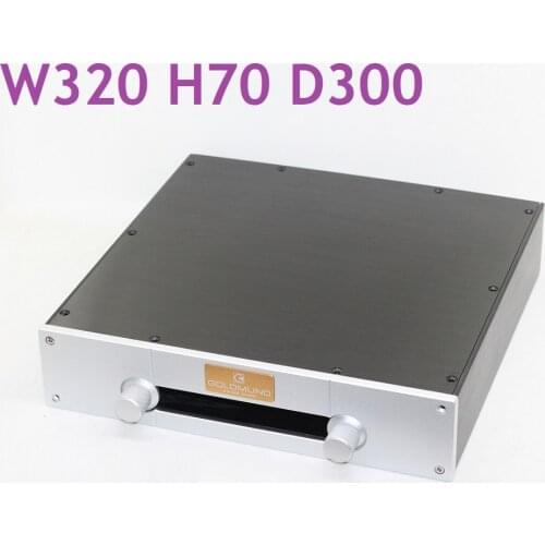Silver Front Panel W320 H70 D300 All Aluminum Preamplifier Chassis New DIY Preamp Case Knob Power Amplifier Box