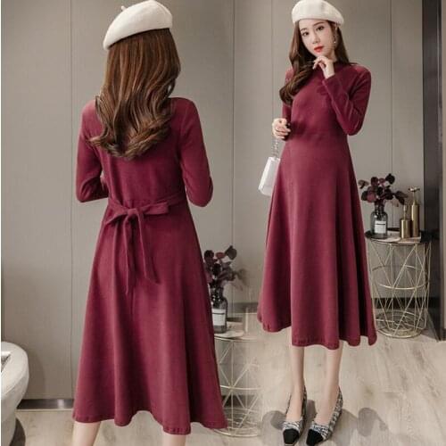 2020 Maternity Dresses Turtleneck Long Sleeve Spring Autumn Pregnancy Dresses For Pregnant Women Dress Maternity Clothes JW5136