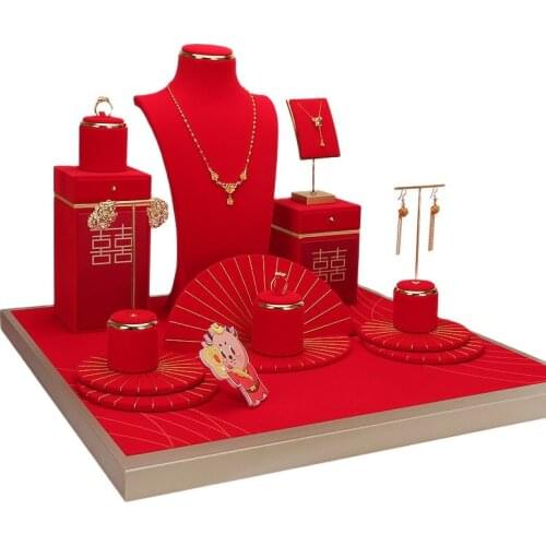 Jewelry stand product jewelry counter display stand factory direct sale red window earrings necklace props display set