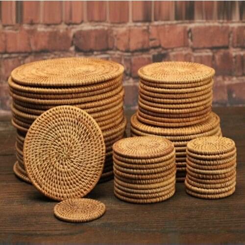 Rattan coaster cup mat tea tray set pot holder pot mat dining table teapot mat tea set accessories