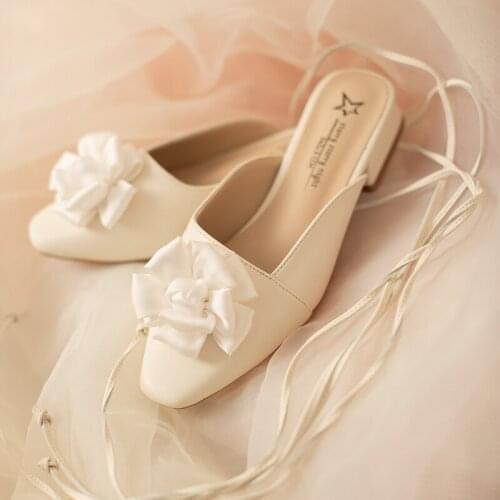 Chinese style summer new flower retro Baotou low-heeled square heel strap sandals all-match fashion dress female slippers