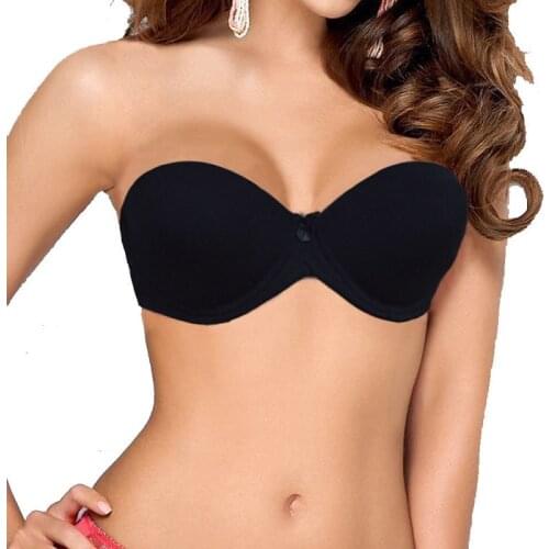 YANDW Sexy Push Up Bras Bralette Underwear Women Strapless Bra Invisible Wedding Bra Top Plunge Gorge BH Halter Plus Size