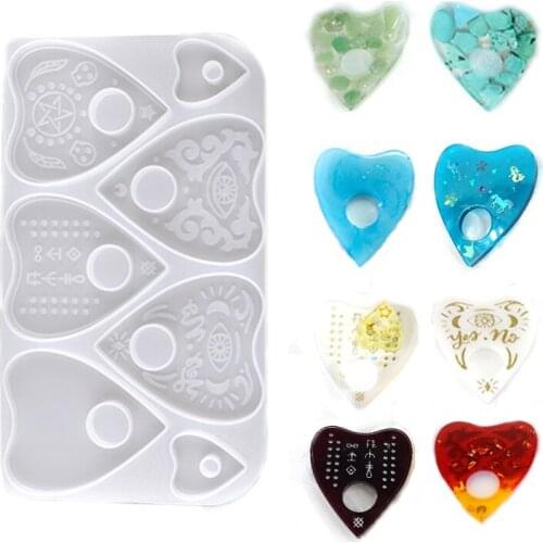 Silicone Heart Shape Mold Tray DIY Ouija Board Resin Mold Crystal Mirror Glass Jewelry Pendant Casting Mold Tool