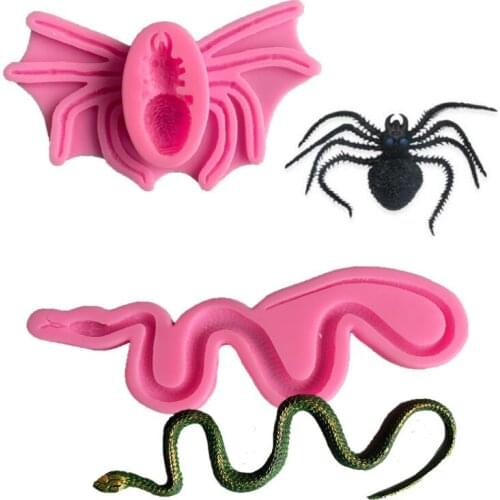 Snake, spider silicone mold Fondant cake decoration tools Halloween cookies chocolate mold