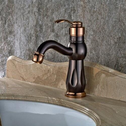 ORB basin faucet mixer hot and cold, Antique sink basin faucet brass water tap, Oil Rubbed Bronze bathroom wash basin faucets