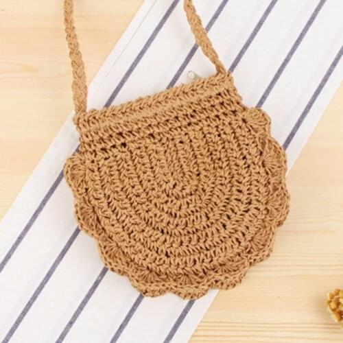 Ethnic style cute shell shape single shoulder bag small fresh oblique straw bag shoulder wild casual purse
