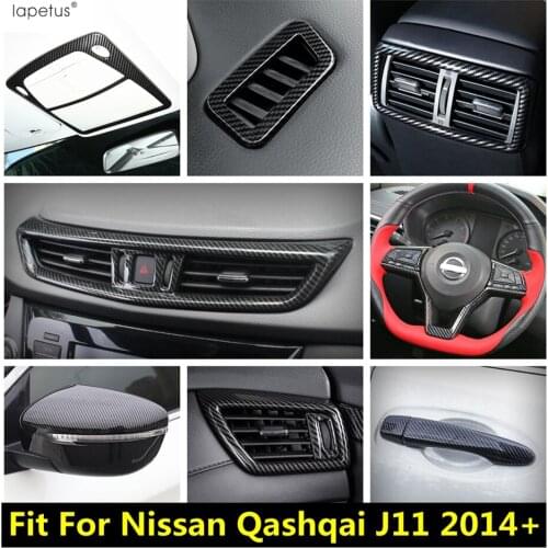 For Nissan Qashqai J11 2014 - 2020 Reading Light Rearview Mirror Wheel Gear Air AC Vent Cover Trim ABS Carbon Fiber Accessories