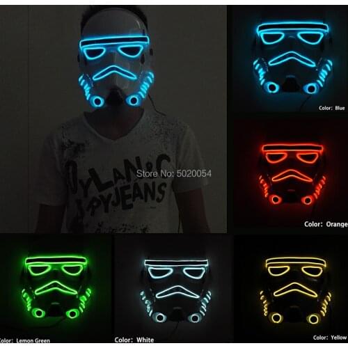 Halloween Night Glow In Dark Luminous LED light Up Mask Party Festival Rave EL Wire Mask Cosplay Glowing Cool Mask