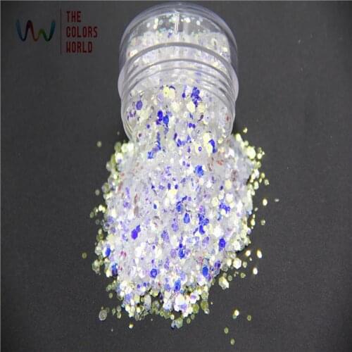 TCR6321B-H1 very shinning Iridescent white colors with blue and gold light for Nail Art and DIY supplies