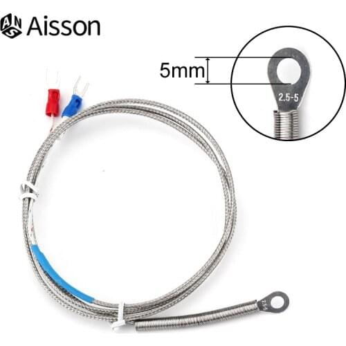 K E Type 5mm Hole Washer Thermocouple Temperature Sensor Probe 1/2/3/4/5M Cable For Industrial Temperature Controller