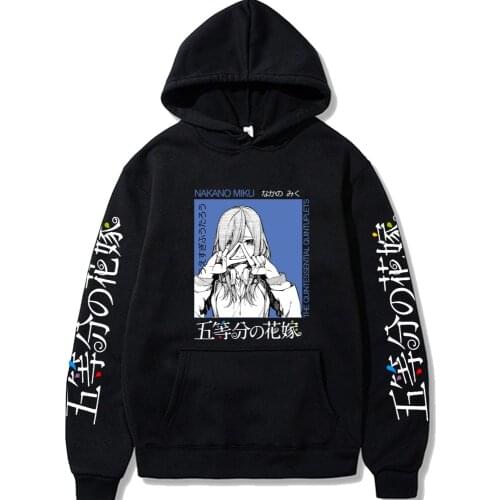 Anime Nakano Miku Printing Hoodies Cartoon Style Top Men and Women Loose Hoodies