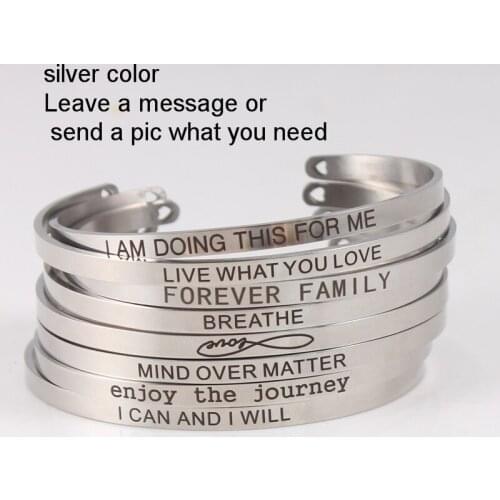 Custom Name Positive Inspirational Bracelet Personalized Jewelry Initial Engraved Name Custom Bracelet & Bangle for Woman