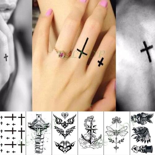 Waterproof Temporary Tattoo Sticker skull Cross Ring Finger Fake Tatto Hand Arm Foot Flash Tatoo for Kid Girl Men Women