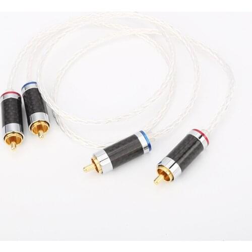 High quality Pair Audiocrast 8Cores occ silver plated Analogue Interconnect Cables