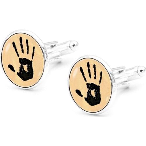 XK-5HXK0182 New Black Hand Print Pattern French Suits Cufflinks Retro Men Shirts Sleeve Nails 5 Colors Cuff Link in Collection