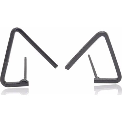 Thin Stick Opening Metallic Triangle Golden Black Silver Plated Stud Earrings for Women
