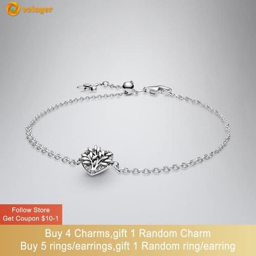 Volayer 925 Sterling Silver Heart Family Tree Chain Bracelet Friendship Bangles for Women Jewelry Making Birthday Gift