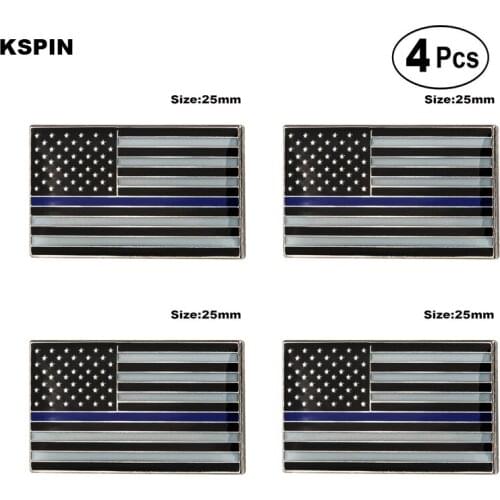 U.S.A Police Blue Brooches Lapel Pin Flag badge Brooch Pins Badges 4pcs