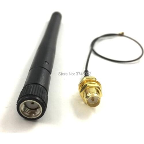 1pcs 2.4Ghz Wifi Antenna Gain 3dbi Rubber Antenne RP-Sma Male Plug + 1pcs Sma Cable 15cm With RP-Sma Female Jack