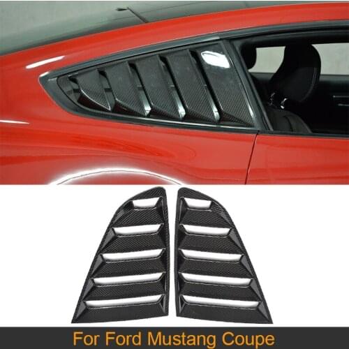 Carbon Fiber Side Vent Window Trims Covers Fender Louvers Shield Grills for Ford Mustang Coupe 2 Door 2015 2016 2017 2PCS FRP