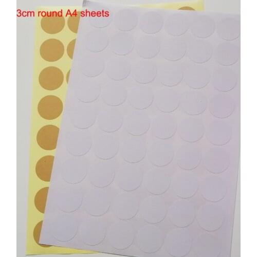 20/30/40/50mm Round/Circular Blank White/Kraft Seal Sticker A4 Precut Label without Printing