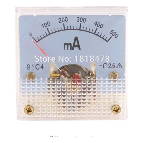 91C4 DC 0-500mA Analog Ammeter Panel AMP Current Meter Gauge Amperemeter Amperimetro