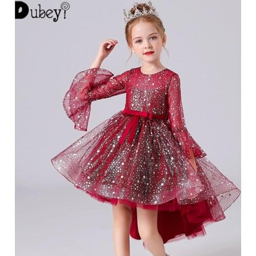 Teenage Girls Burgundy Sequin Trumpet Mermaid Dress Sparkly Flower Girl Dresses Blue Sequin Dress Birthday Dress Princess Dress