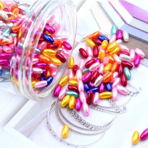 New 4x8mm 300Pcs/Lot Rice Shape Multi-Colors Imitation Pearls Beads Crafts Decoration for DIY Bracelets Necklaces Jewelry Making