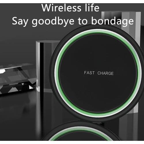 10/15W Fast QI Wireless Charger Ultra-thin Round Phone Charger With LED Indicator Type-c Charging Port For IPhone For Android