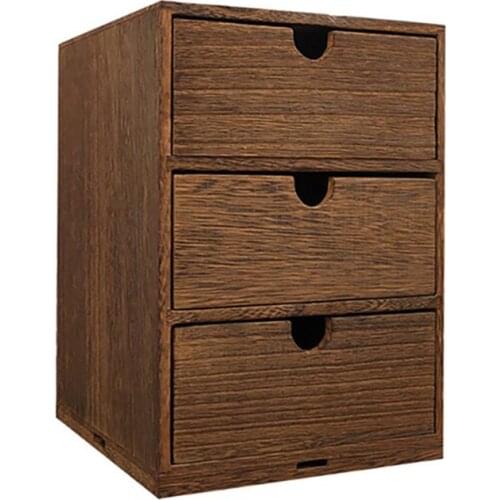 Wooden Multi-layer Storage Case Desktop Drawer Style Sundry Sorting Box (Brown)