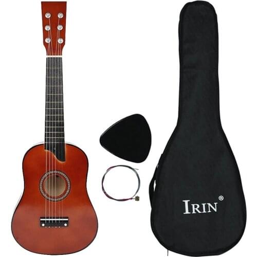 New Hot IRIN 25 Inch Basswood Acoustic 12 Frets 6 Strings Guitar with Pick and Strings for Beginner Children Coffee Color