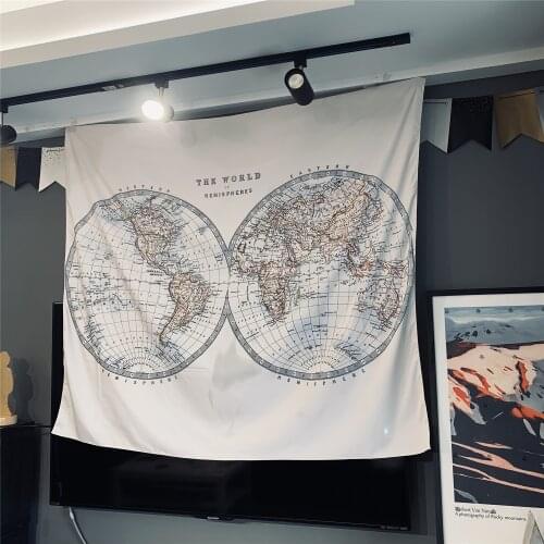 World Map Tapestry Wall Hanging Bohemian Beach Mat Polyester Yoga Mat Home Bedroom Art Carpet Map Wall Tapestries